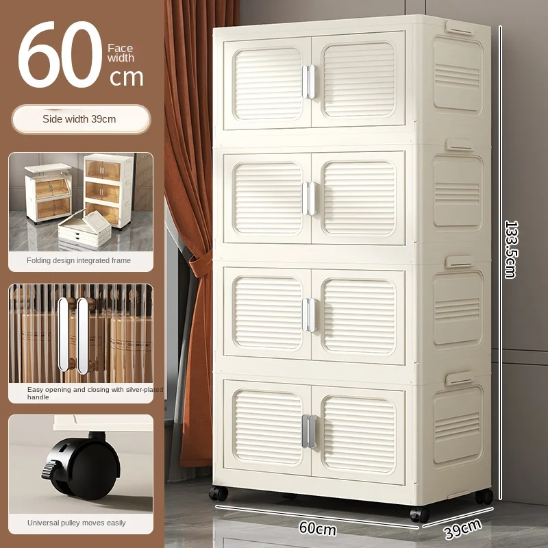 Storage Cabinet Collapsible Rolling Storage Cabinet Good Quality New Arrivals 4 Layer Multifunction Household Plastic Modern