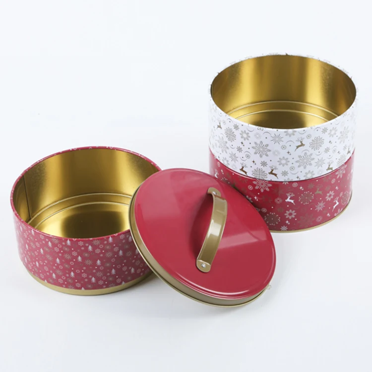 Biscuit Packaging Box Round Three Layer Tin Cookies Box
