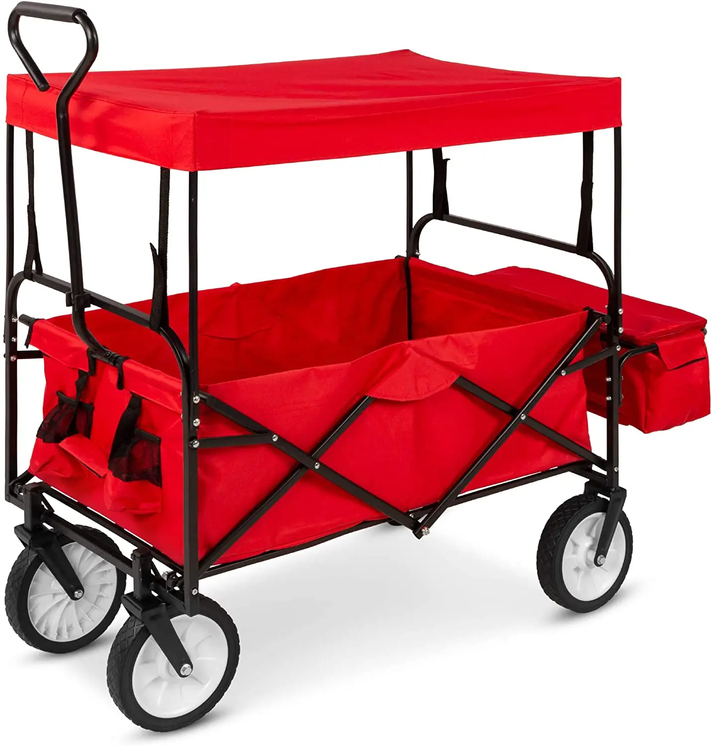 HTTMT P/N: ET-TOOL038-BLUE Blue Multifunction Folding Wagon Cart Outdoor Portable Wheels for Utility,Camping,Grocery,Shopping,Kid Carry,Picnic,Beach,Garden 
