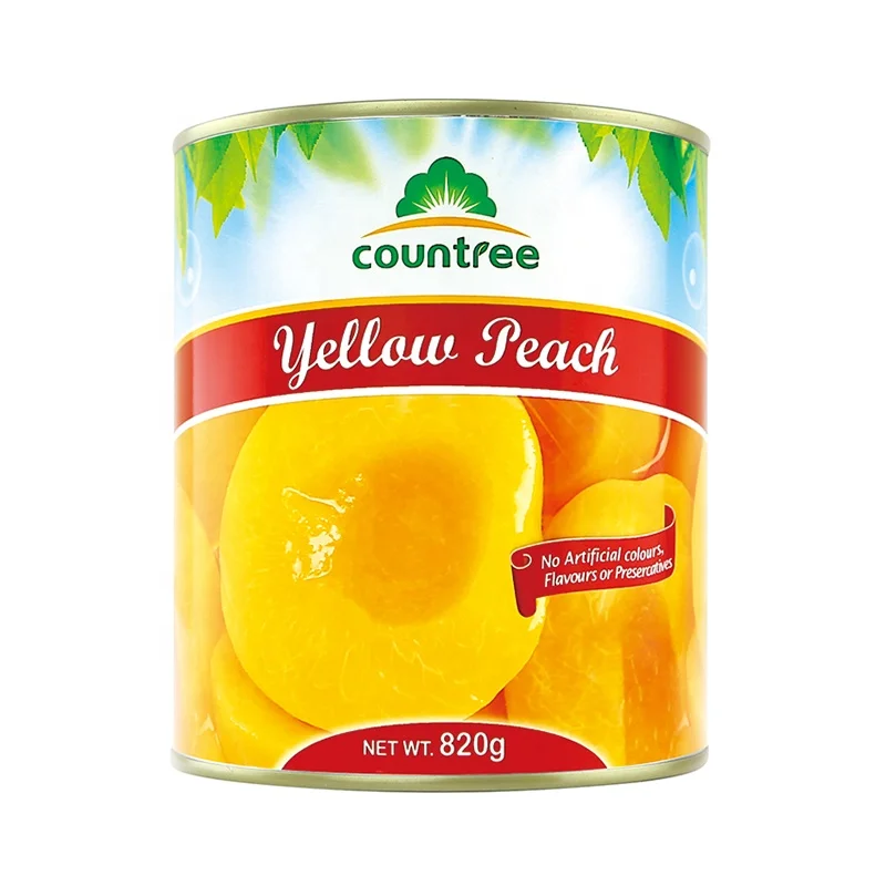 Hot selling snacks preserved canned fruits food slices canned yellow peach