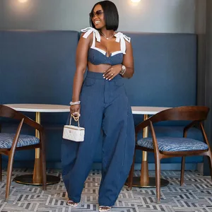 Women's Daily Wear Casual Striped Suit Vintage Decoration Straight Pant Woven Plain Dyed Digital Tempered Daily Wear Suit