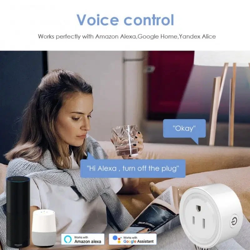 Умная розетка Tuya в американском стиле с Wi-Fi 10 А/16 А 1
