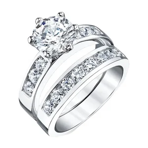 Customized Engagement 3A Zircon 925 Sterling Silver Christian Wedding Ring Sets Rings 925 Silver