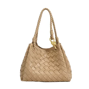 2026 Ladies Hand-woven PU Leather Bucket Bag Women's Small Crossbody Clutch Purses And Handbags Female Bucket Bags