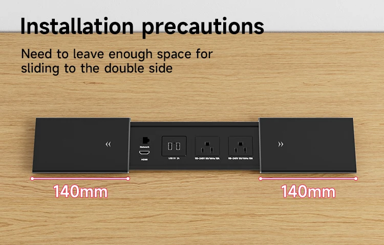 220V 10A Conference Recessed Power Socket with USB-C Table Power Strip with CAT-6 Power Socket Extension