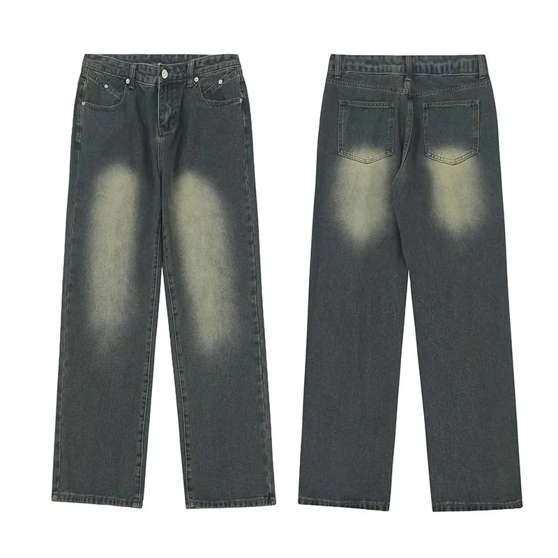 OEM Custom Jeans Fashion Full Length Hip Hop Low Rise Baggy Jeans Loose Mens Denim Pants