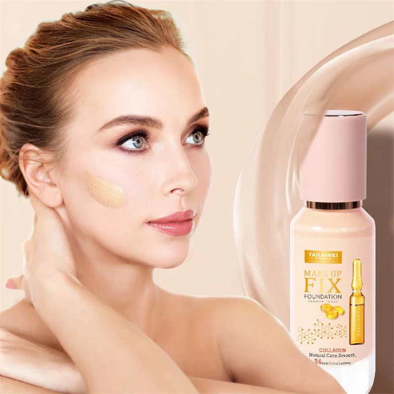 F182 Custom 5 Colors Fix Natural Foundation Moisturizing Whitening Lightweight Face Care Base Cream Smooth Makeup Foundation