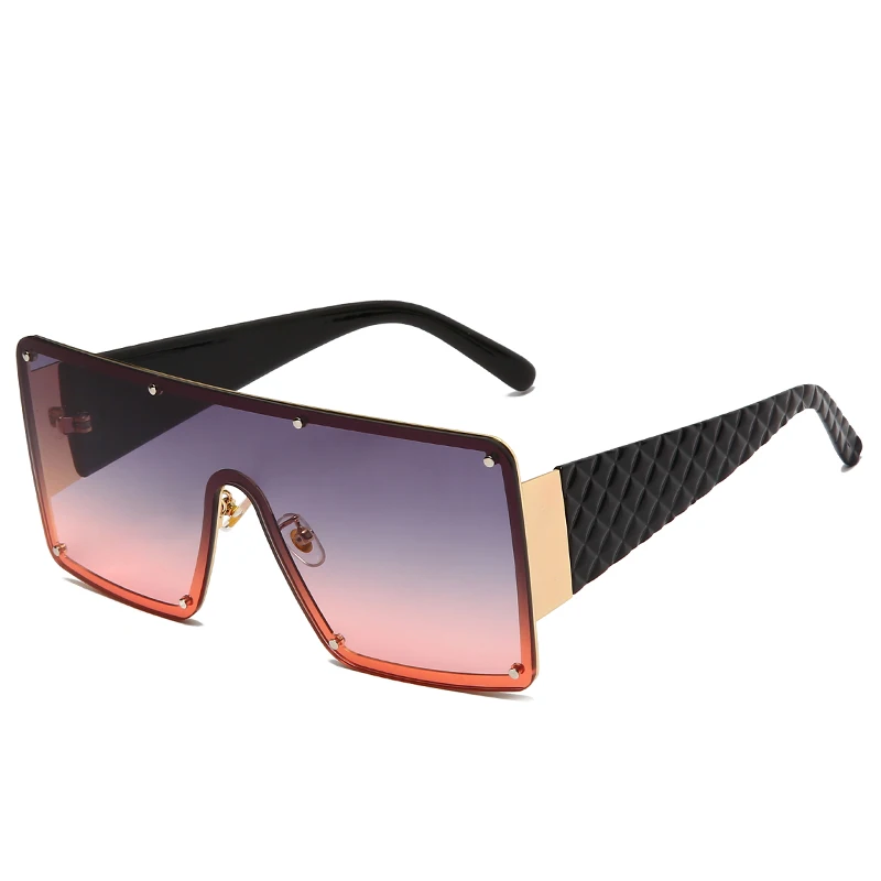 NWOGLSS 58287 Colorful Metal Square Oversized Fashion Conjoined Sunglasses aperçu 3