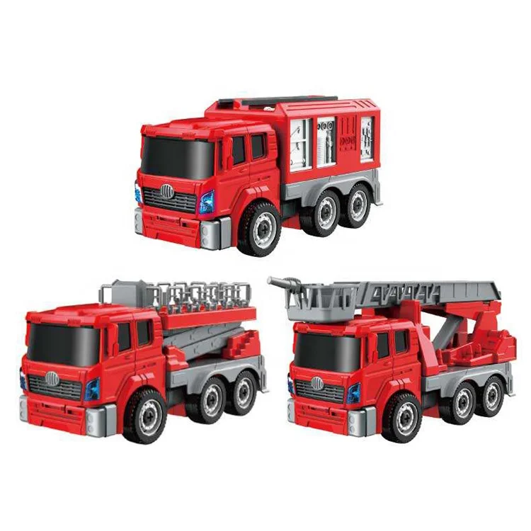 Best Selling Robot Deformation 2 in 1 Music and Light Electronic Fire Truck Vehicle Assembling Toys