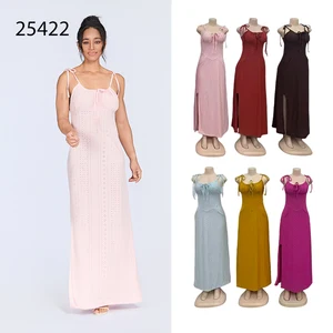 New Wholesale Fashion Women's Knitted Sexy Hollow Strap Sleeveless Backless Open Seam Tight Dress