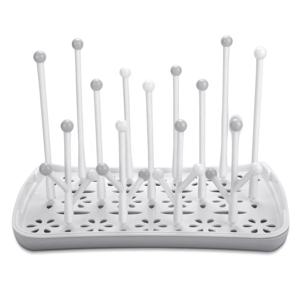 Baby Bottle Drying Rack with Tray, Termichy High Capacity Bottle Dryer  Holder for Bottles, Teats, Cups, Pump Parts and Accessories, Gray