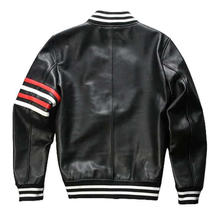 men's real cowhide leather bomber jacket men designer Custom embroidered Bomber men jacket_voghion.com