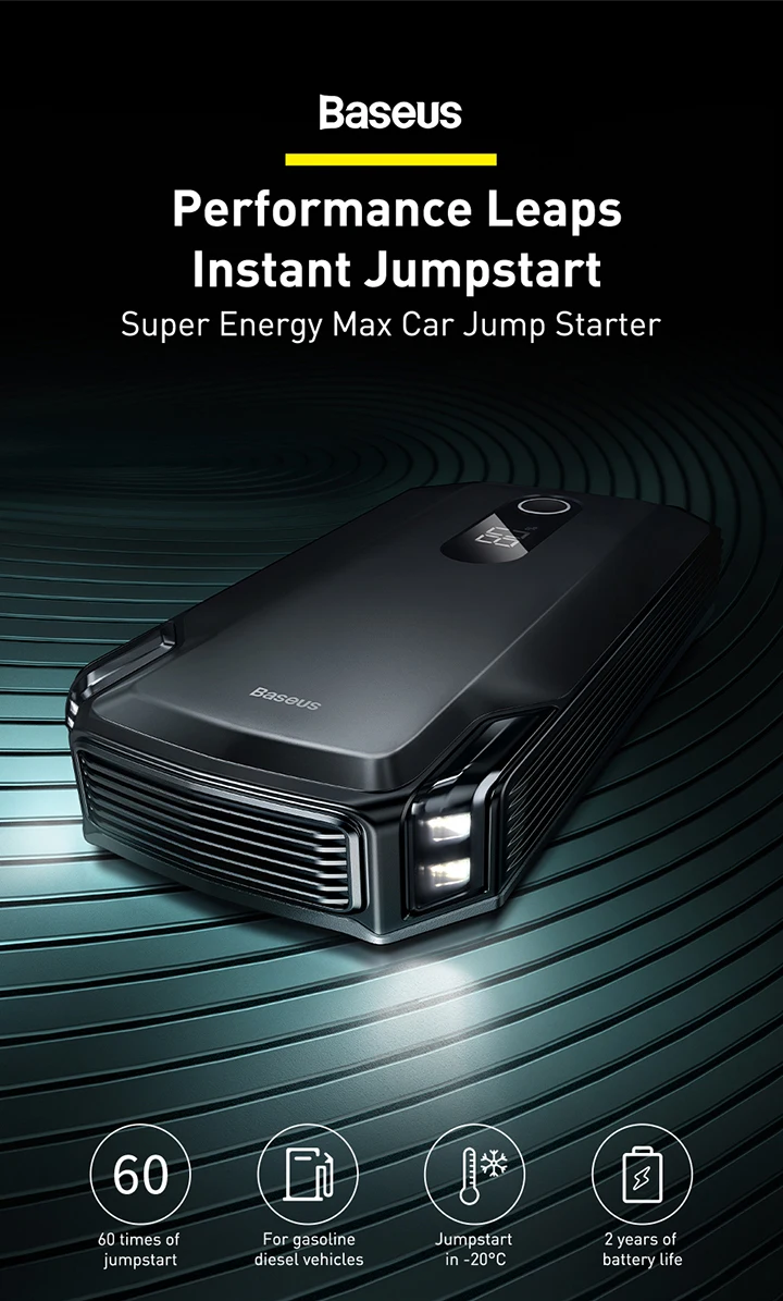 Baseus Portable Car Jump Starter 20000mAh Power Bank 2000A 12V Emergency Battery 