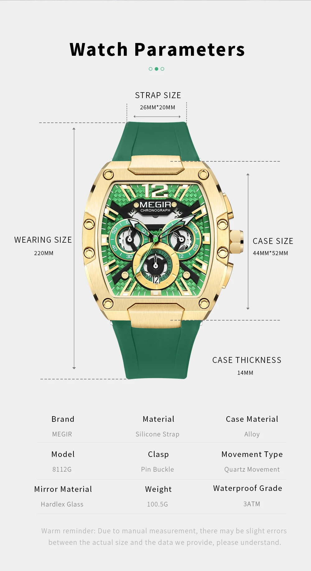 Hot Sale Megir 8112 Original Brand Big Dial Chronograph Quartz Watches Luxury Men Outdoor Sport Wrist Watch Relojes Hombre