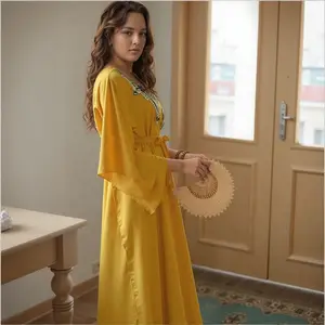 Wholesale New Fashion Summer Muslim Women Abaya Elegant Casual Long Sleeve Dress
