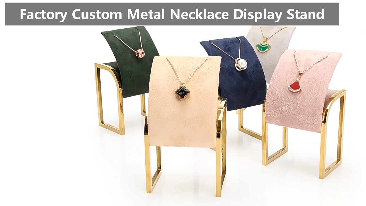 Grey Metal Velvet Jewelry Display Stand Custom Jewelry Store Display