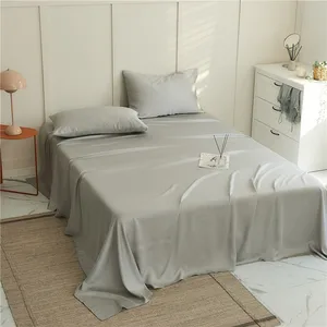 KOSMOS Bedding Solid Bamboo Soft Flat Sheet Fitted Sheet Set