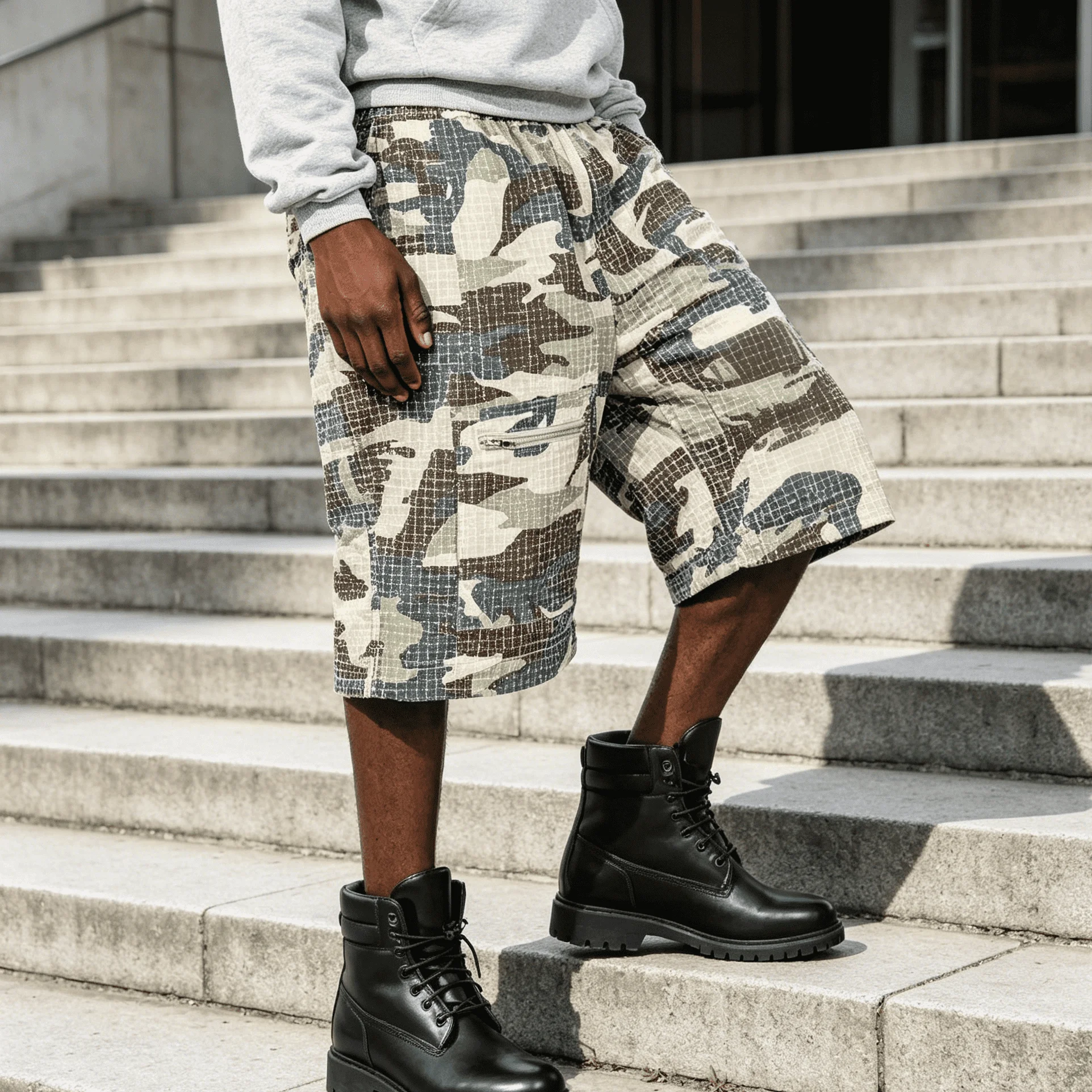Custom Allover Printing Twill Cargo Work Pants Oversized Detachable Wide Leg Baggy Tactical Utility Camo Cargo Pants for Men gallery 4