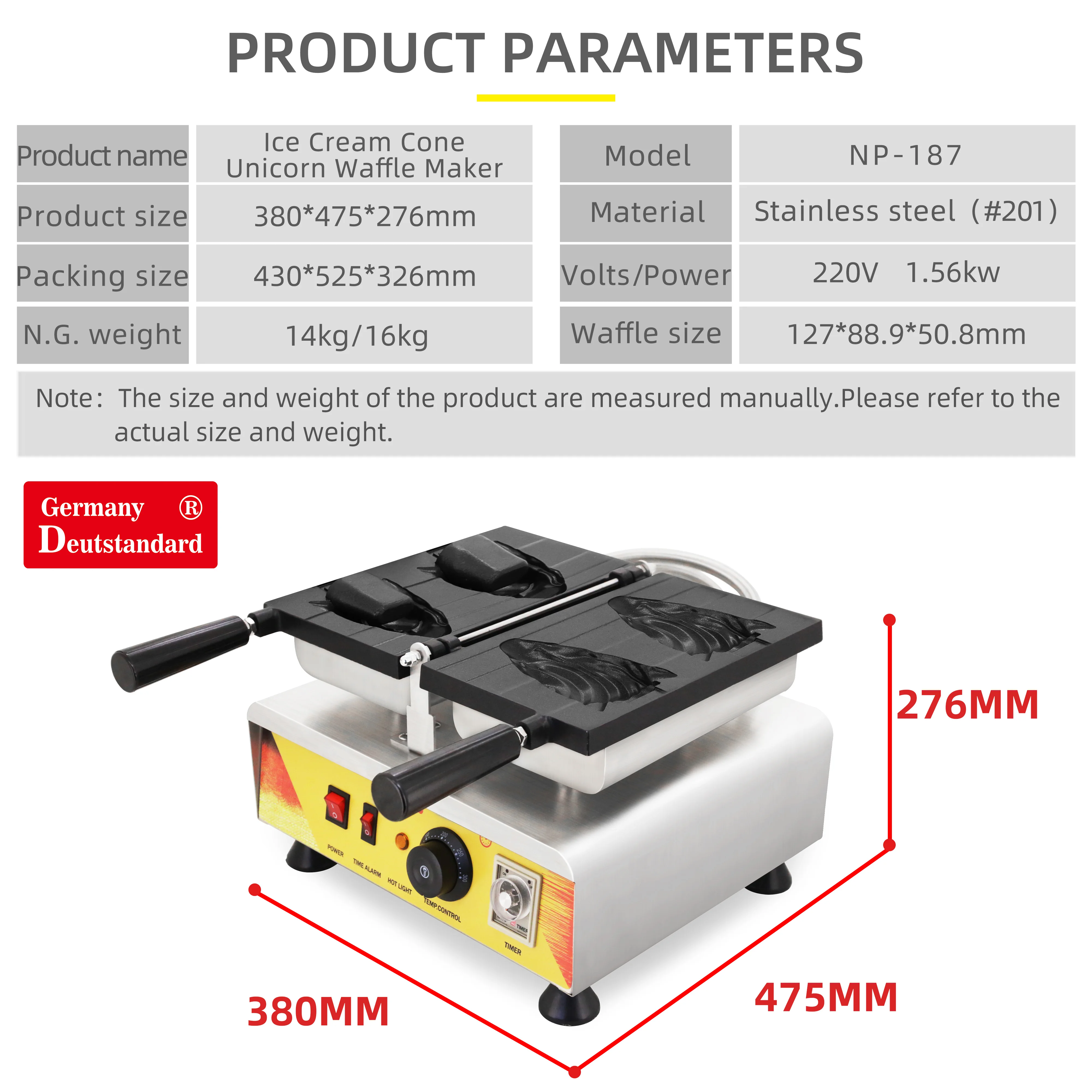 Electric Ice Cream cone maker unicorn waffle Machine Commercial taiyaki waffle maker