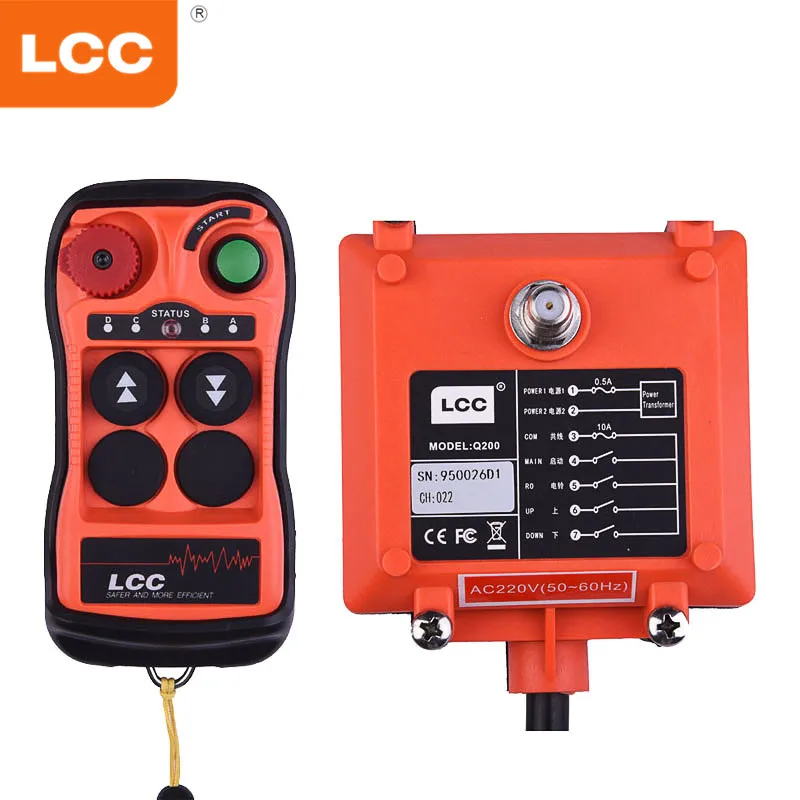 Q200 2 Button Single Speed Industrial Waterproof Wireless Remote Control for Crane
