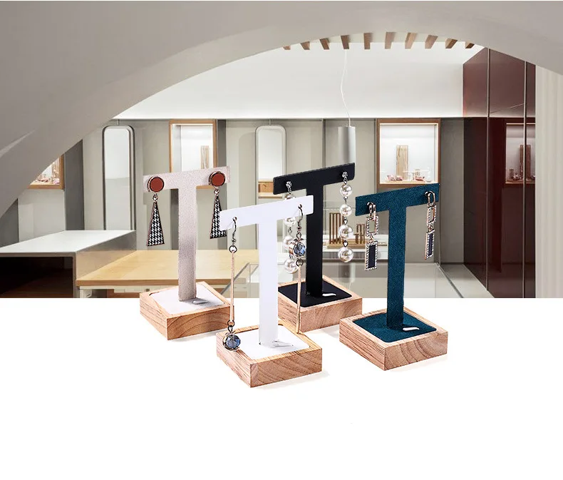 product a1 custom jewelry display rack wooden earrings display stand for two pairs of earrings-9
