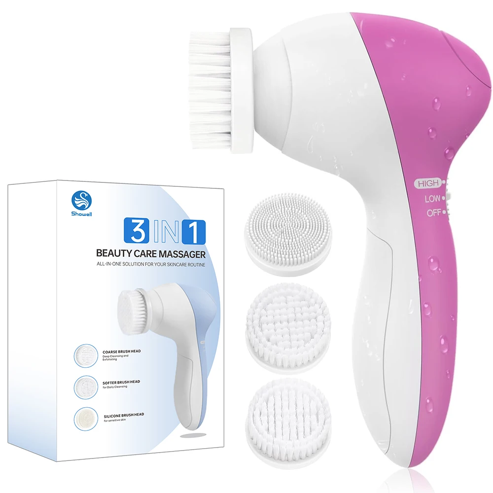 Face Cleansing Brush 3 in 1 Electric Exfoliating Massage Device Deep Cleaning Rotating Electric Facial Cleansing Brush