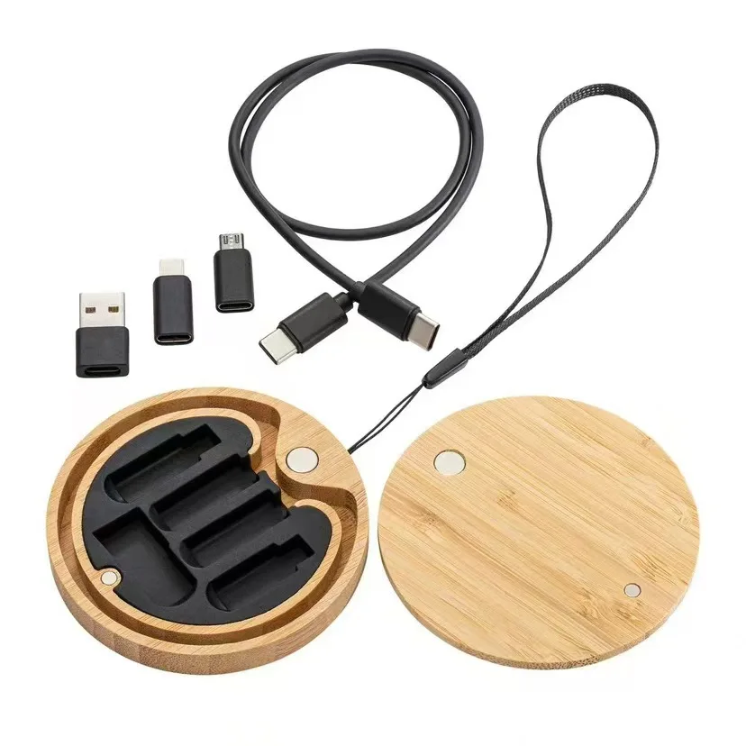 6-in-1 Multifunctional Wooden Phone Charger 3A Fast Charging Data Cable Travel Adapter Kit preview 3