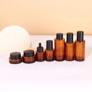 High Quality Shiny Orange Red Cream Jar Lotion Bottle 30g 50g 50ml 100ml 120 ml 150 ml Skincare Cosmetic Bottles