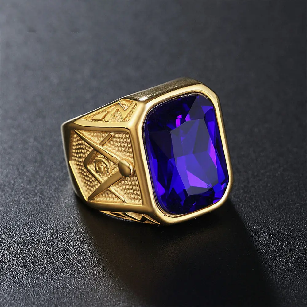 Jewelry Hot Sale Fashion Custom 18k Gold Plated Surface Masonic Gem ...