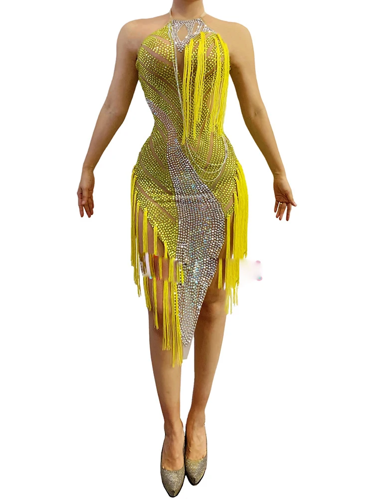 open lace back dress One-sleeve Beaded Crystalline Latin Dress Latin/Rhythm # L5059  Unika  Dancewear