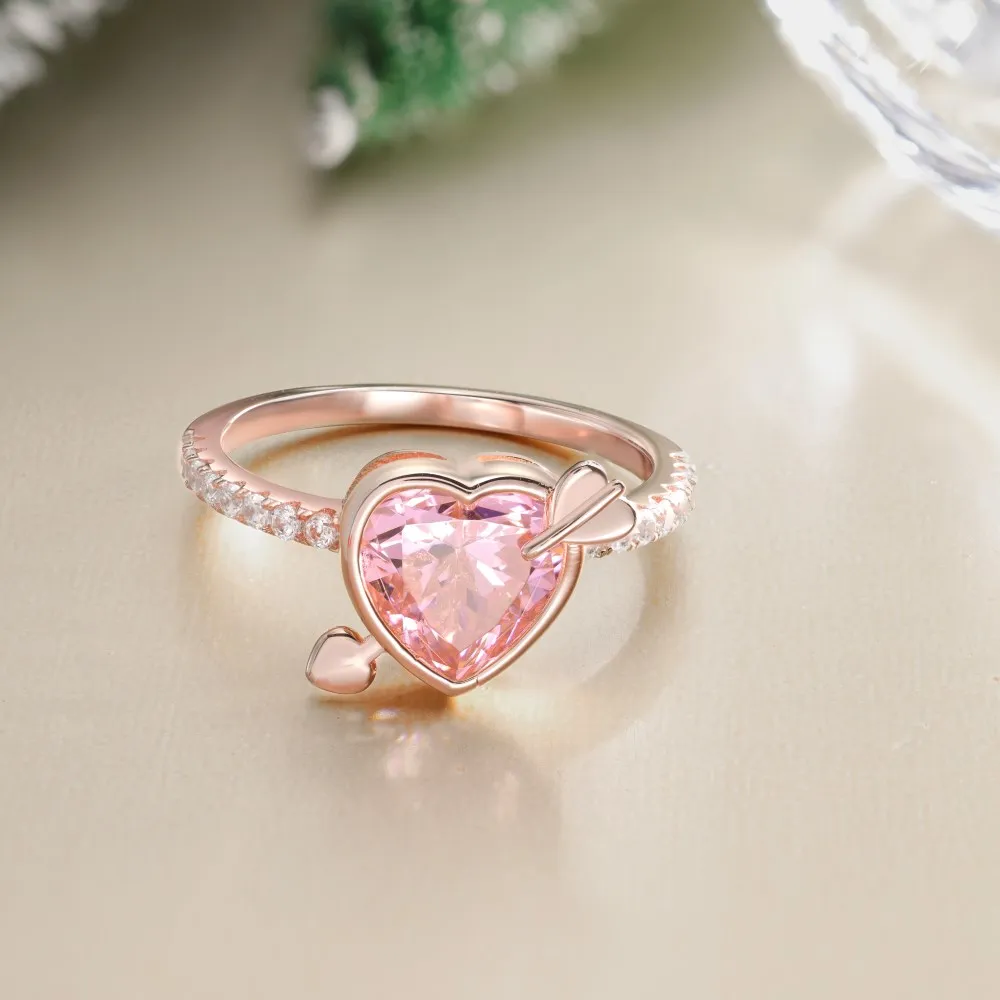 KAKODIY Best Christmas Valentine Gits 925 Sterling Silver Rose Gold Plated Heart Love 5A Zircon Eternity Ring detail 7