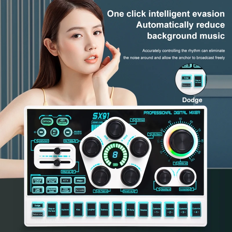 Recording Sound Card Mini Sound Mixer Board Portable Audio Mixer Voice Changer Sound Card Support Mobile Phone