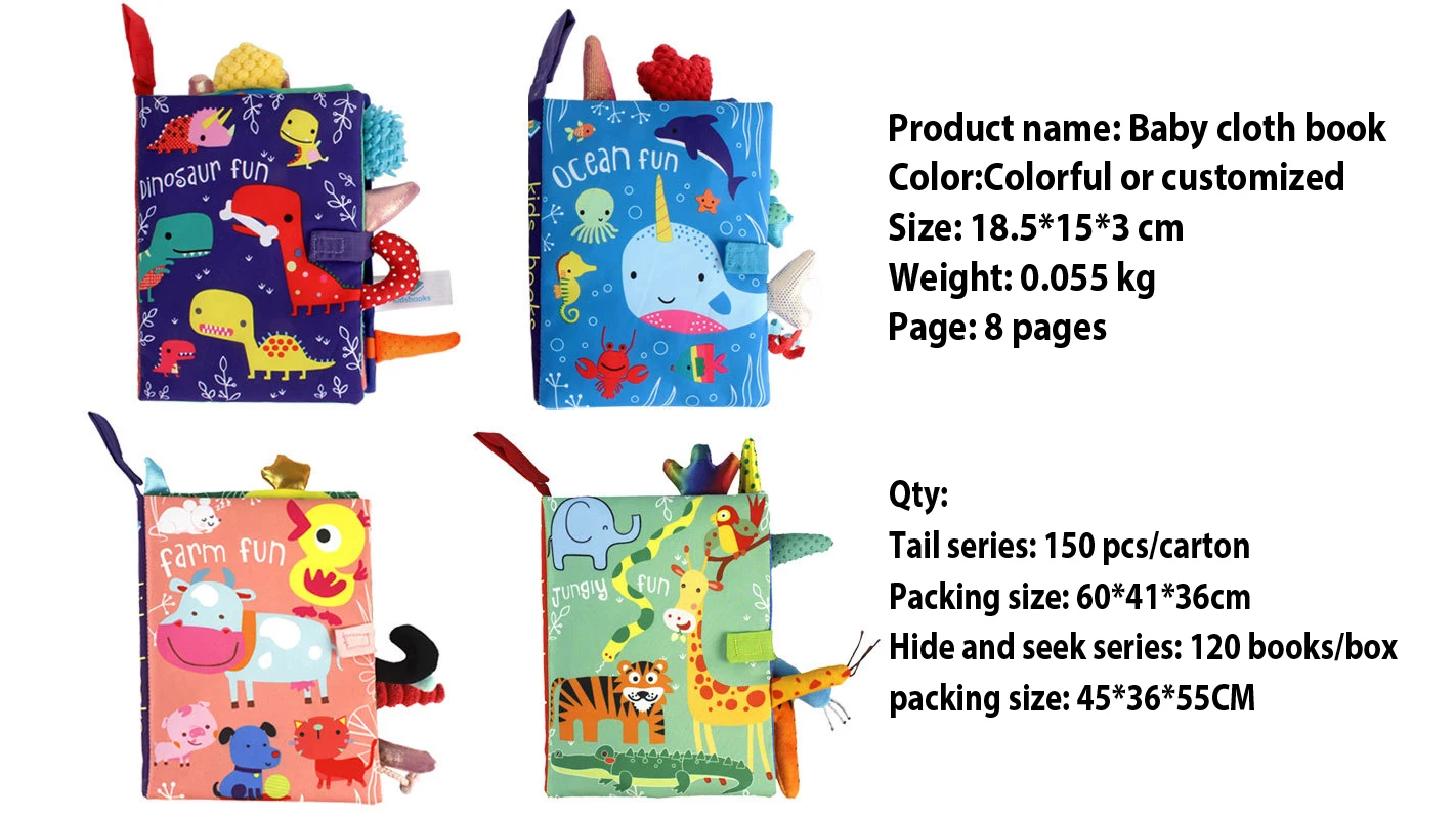 8 Pages Baby Cloth Book Set 2021 New Soft Kids Learning Toy For Babies