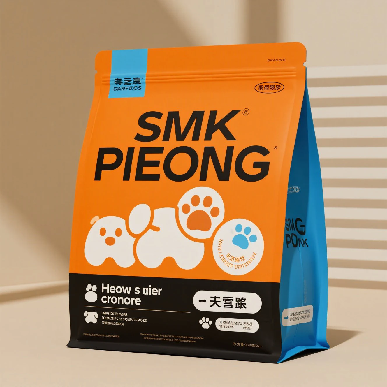 Custom Flat Bottom Pouch for Dry Pet Treats Food Grade Stand-up Plastic Dog Bag with Gravure Printing Customizable