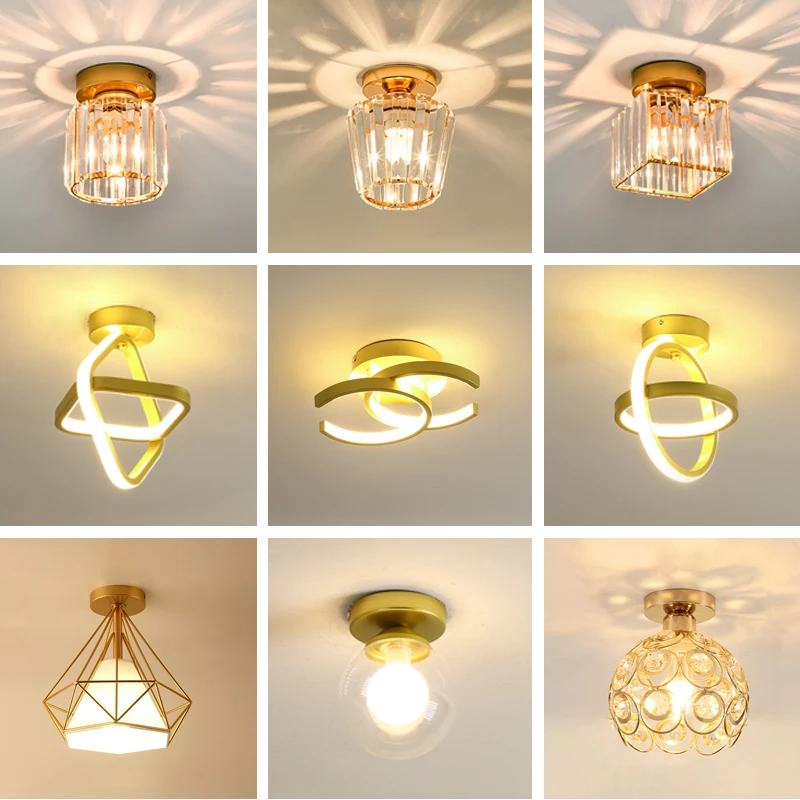 Modern Creative Home Decor LED square Strip Light Glass Iron Ceiling Lamp for Entrance Aisle Corridor Bedroom  Cloakroom Hall