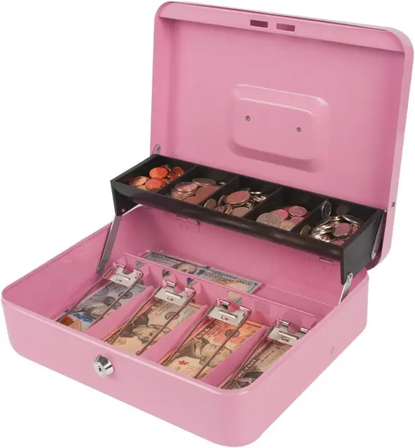 lock safe box with key steel cash box with money tray locking register drawer for money