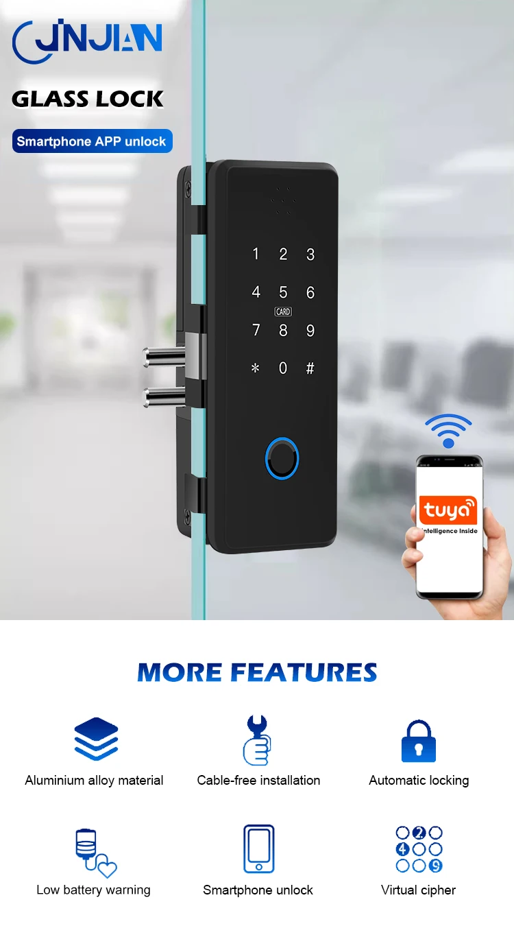 Glomarket Office Fingerprint Card Password Unlock Double Hook Lock ...