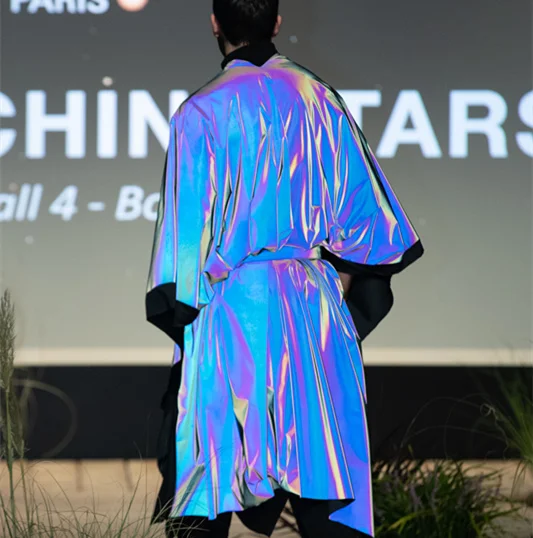 Manufacturer Direct Sales Customized Outdoor Fashion Adjustable Iridescent rainbow Coat Reflective Cloak