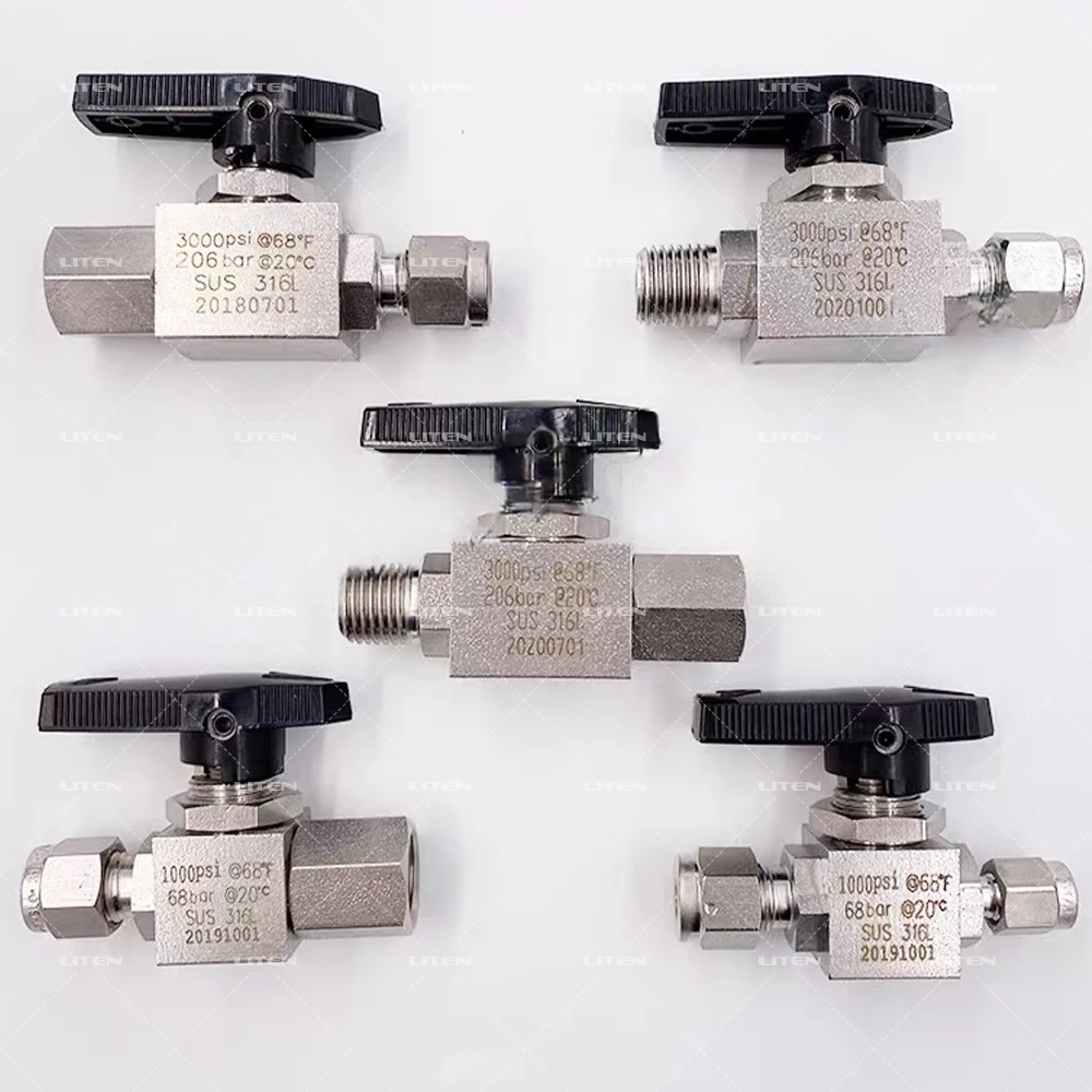 Fit 1/8" O/D Tube 304 Stainless Steel Compression Ball Valve Gate - Foto 5