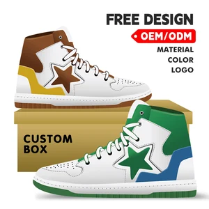 Custom  High Top Basketball Shoes Manufacturer Customize Your Brand Logo High Quality Patented Leather Sneakers for Men's Shoes