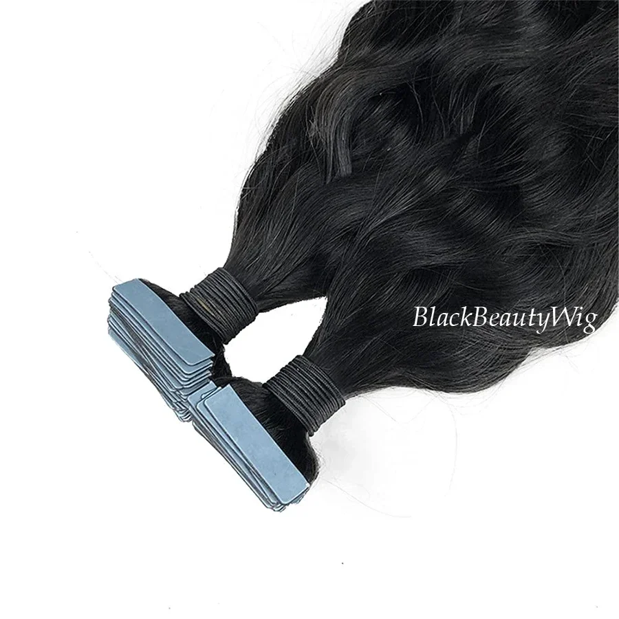 Brasilianisches Tape in Echthaar-Verlängerung, lang, natürlich gewellt, Skin Weft-Haar, selbstklebendes, unsichtbares Tape auf dem Haar, 10-30 Zoll, 40 Stück/100 g_voghion.com