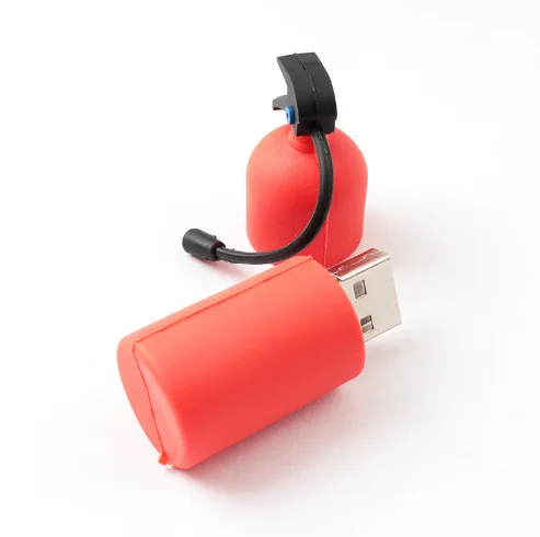 Classic Fire Extinguisher Shaped PVC USB Flash Drive 8GB 16GB 64GB 32GB Capacity Cle Usb Memory Stick Promotional Gift Silicone