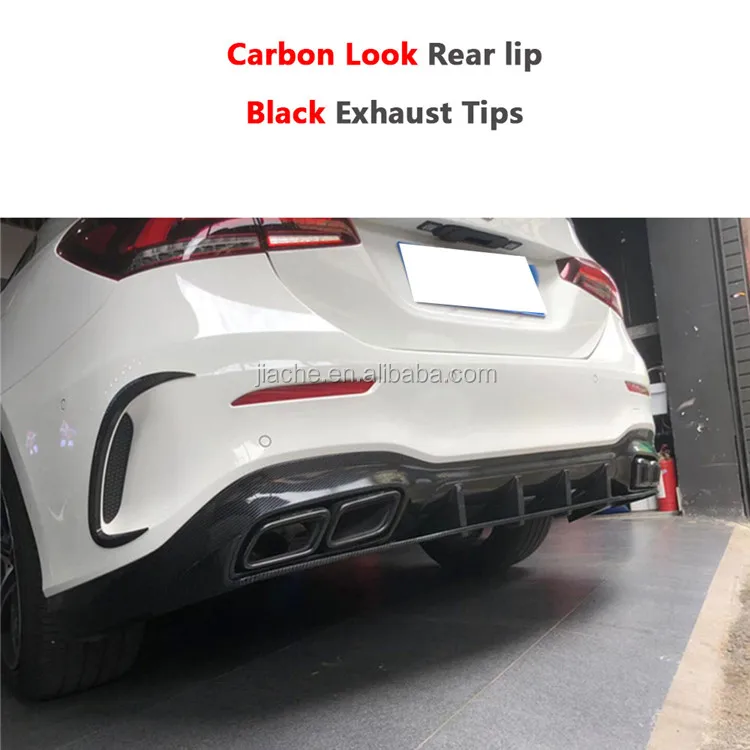 PP Black Rear Diffuser Exhaust Tips for Mercedes Benz a Class W177 A180 A200 A250 A35 2019 2020 Back Bumper Lip Guard