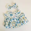 Blue floral princess dress hair clip