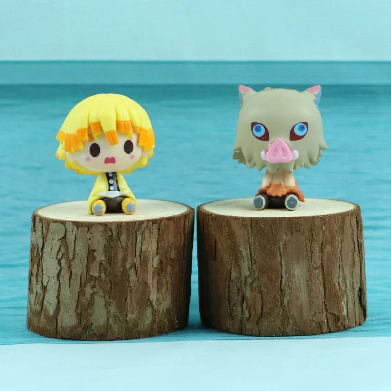 4pcs/set Anime  Kimetsu No Yaiba Figure Q Posket Kamado Tanjirou Kamado Nezuko Agatsuma Figure Toys 4-5cm