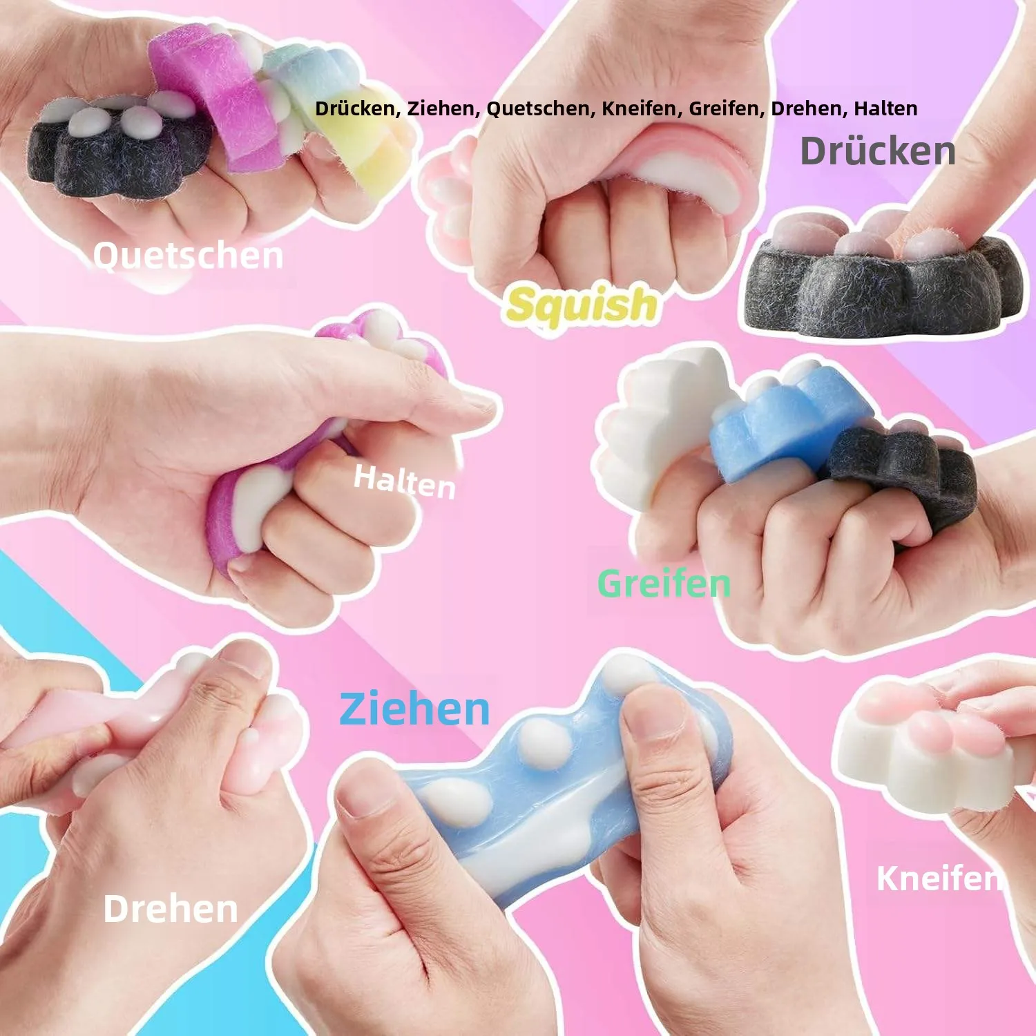 Katzenpfoten Squishy Toy – Weiches Druck-Spielzeug Zur Stressbewältigung | Für Kinder & Erwachsene