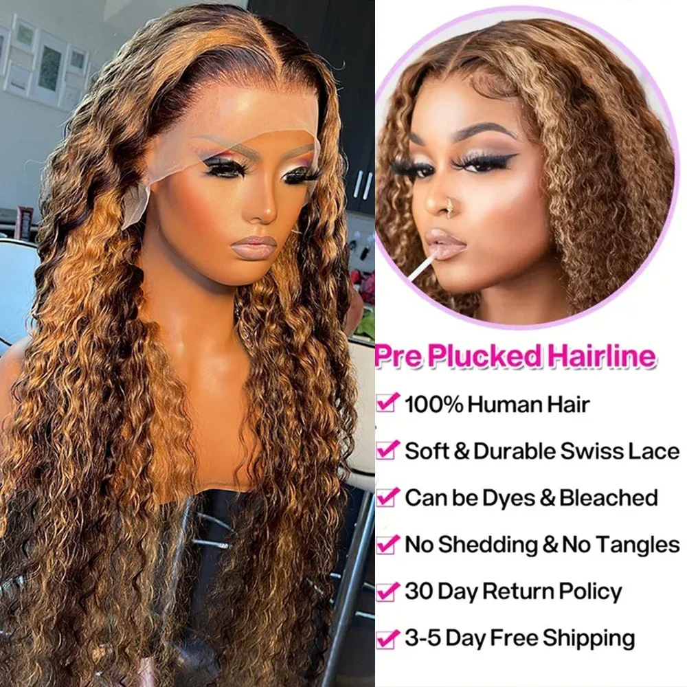 Parrucca frontale in pizzo 13x6 con onde d'acqua, con messa in evidenza frontale colorata, capelli umani, parrucche economiche brasiliane da 30 pollici, per donne_voghion.com
