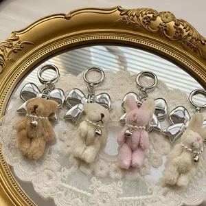 Korean-Style Sweet Pearl Bear  Heart Keychain  Bunny Earphone Charm  Cute Accessories for Phone Cases & Bags"