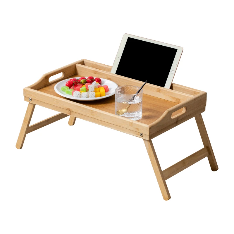 Foldable Wooden breakfast trays for bed with ipad groove