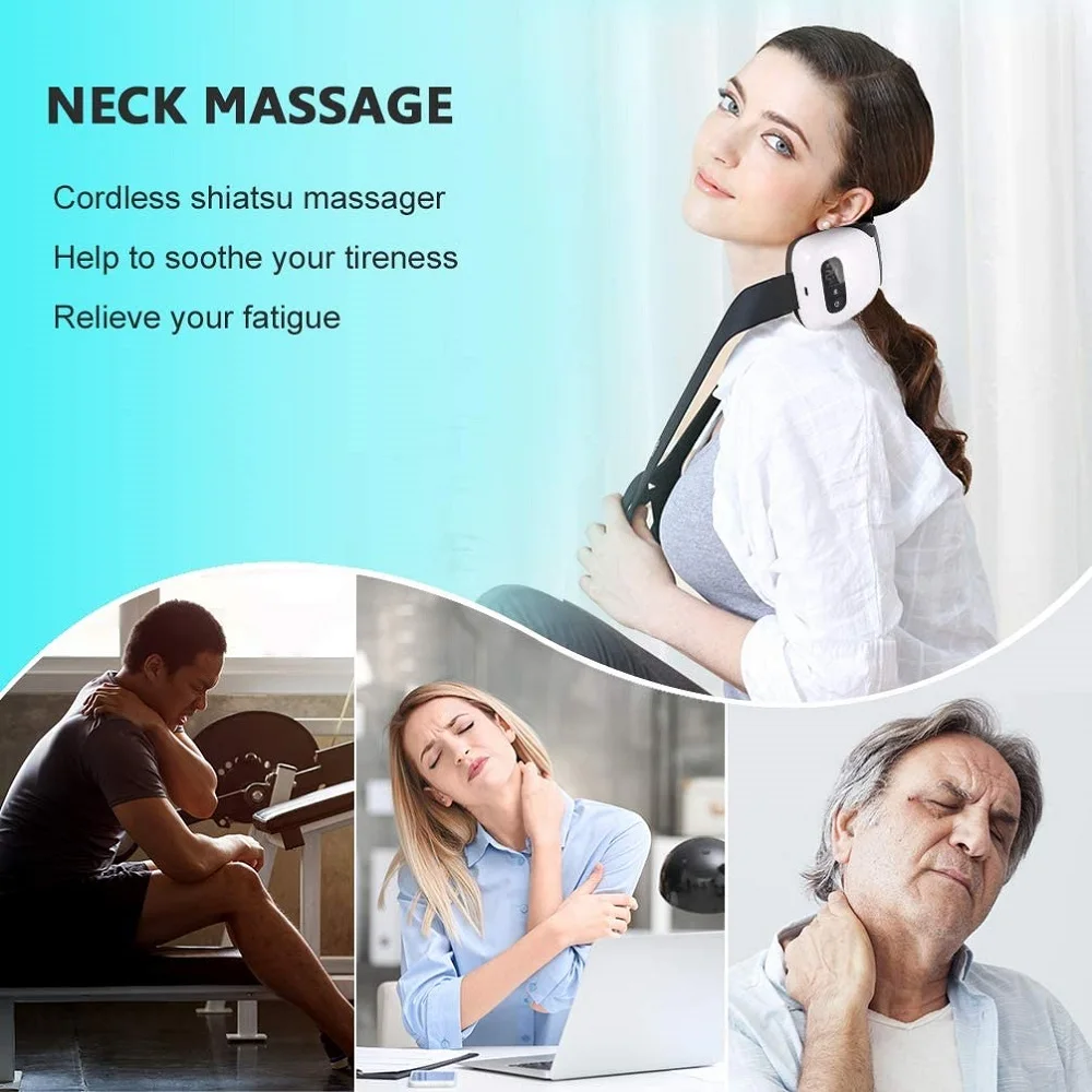 New Design Shiatsu Kneading Massage Smart Neck Massager Electric Portable Neck Massager